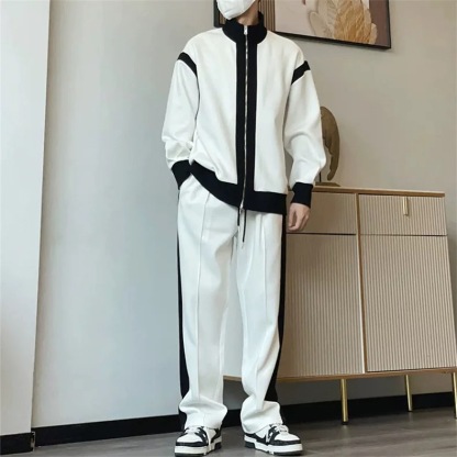 【整套】拼接撞色潮流休閒運動兩件套裝