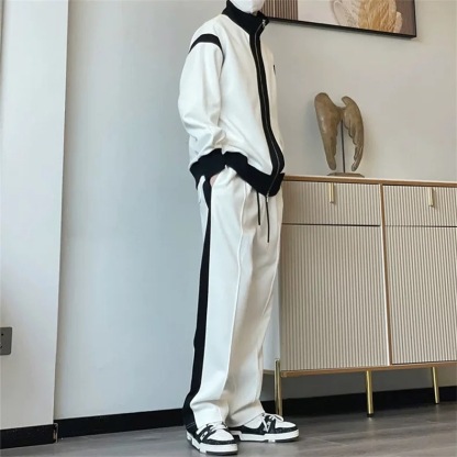 【整套】拼接撞色潮流休閒運動兩件套裝