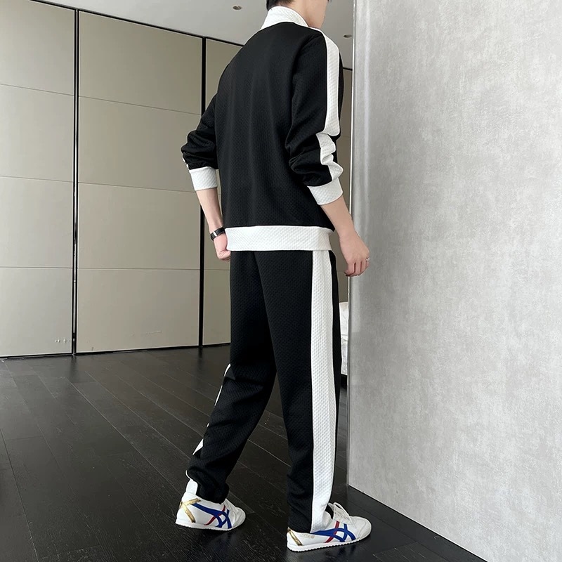 【整套】拼接撞色潮流休閒運動兩件套裝