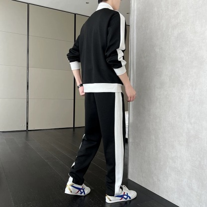 【整套】拼接撞色潮流休閒運動兩件套裝