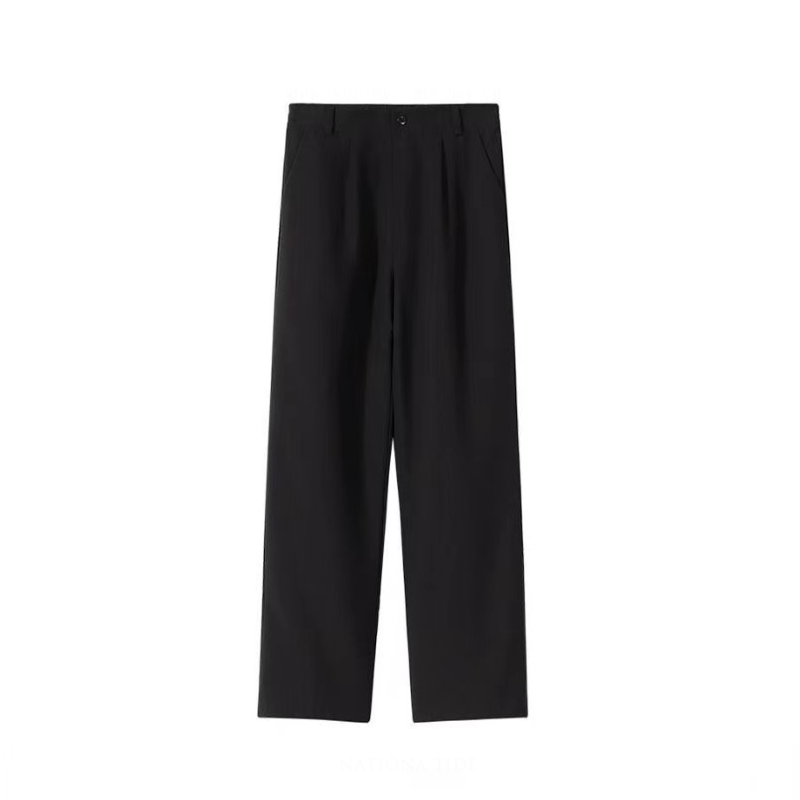 【單件/套裝】韓系時尚咖色泡泡肌理面料襯衫+寬松百搭休閑西褲兩件套