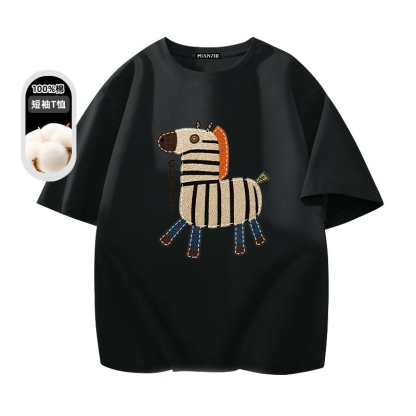 美式休閒卡通印花圓領純棉情侶短袖T恤