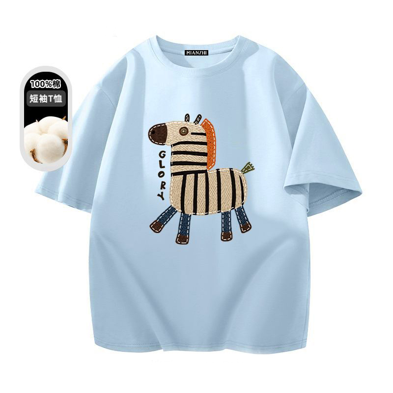 美式休閒卡通印花圓領純棉情侶短袖T恤
