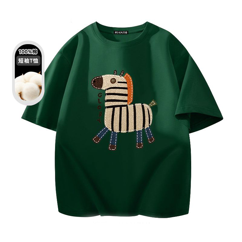 美式休閒卡通印花圓領純棉情侶短袖T恤