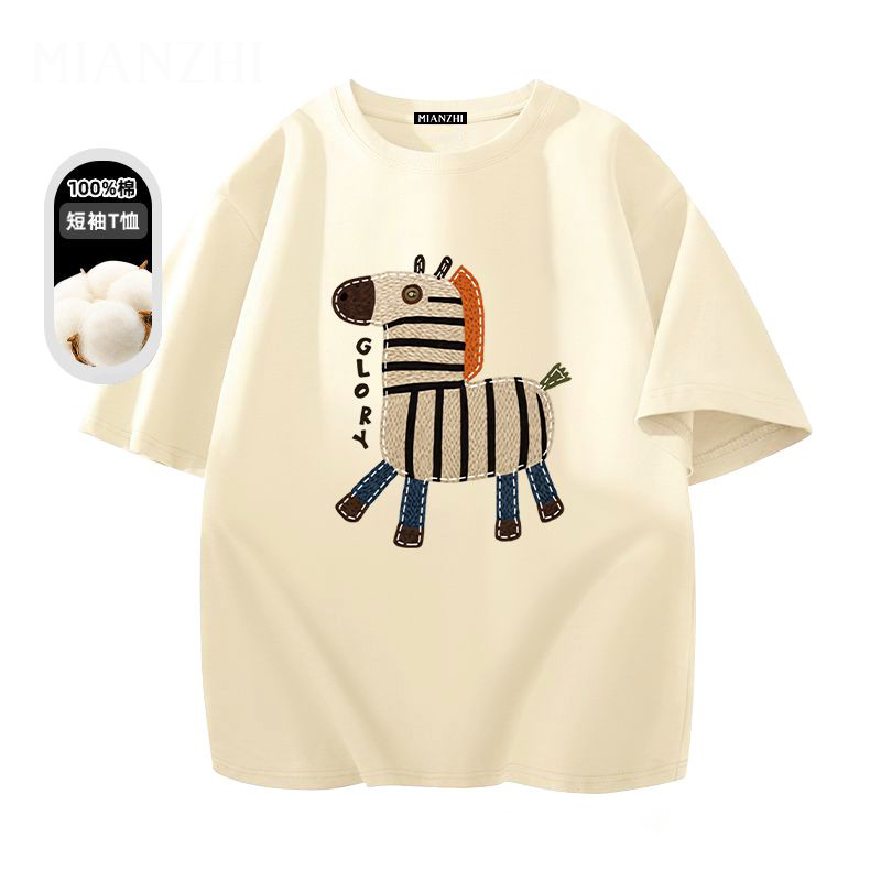 美式休閒卡通印花圓領純棉情侶短袖T恤