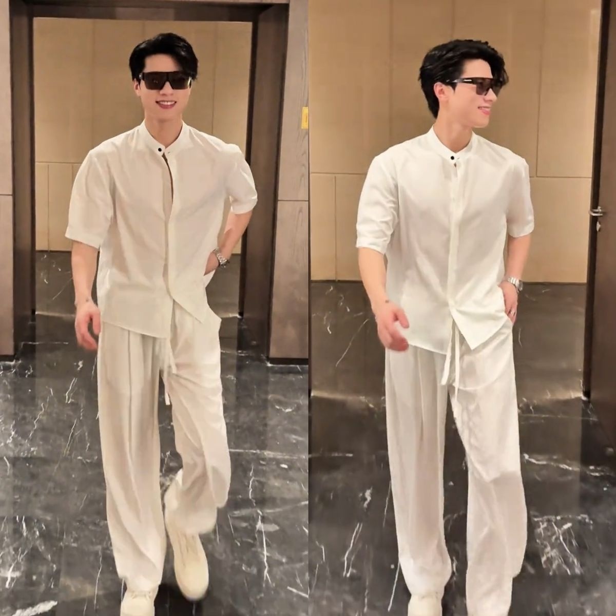 【單件/套裝】韓版潮流素色薄款冰絲襯衫+百搭休閑西裝兩件套