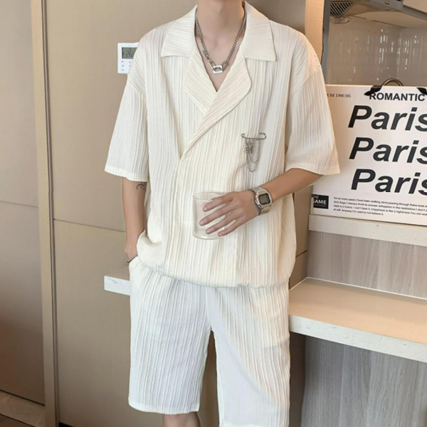【套裝】高級感帥氣寬鬆休閒短袖短褲兩件套裝