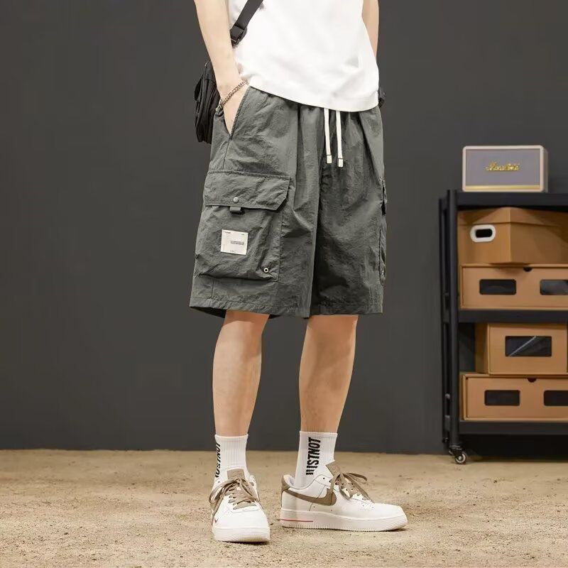 大口袋薄款寬鬆五分速乾工裝短褲