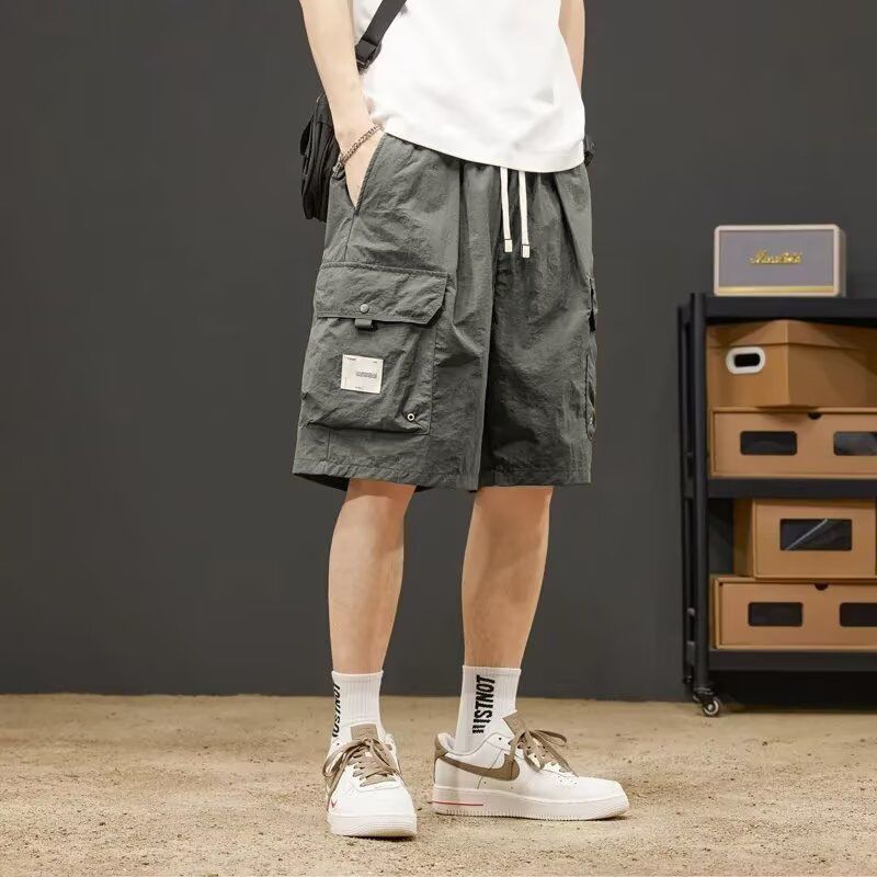 大口袋薄款寬鬆五分速乾工裝短褲