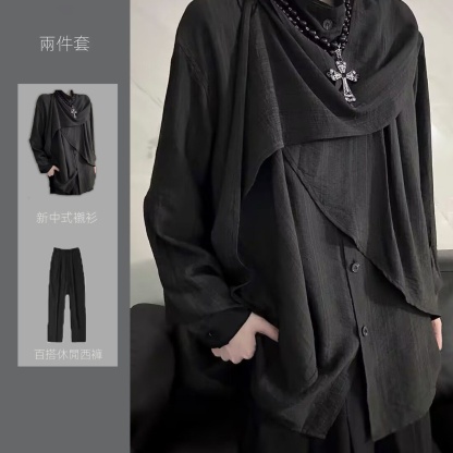 【單件/套裝】原創設計高級感小眾新中式襯衫+黑西褲兩件套裝