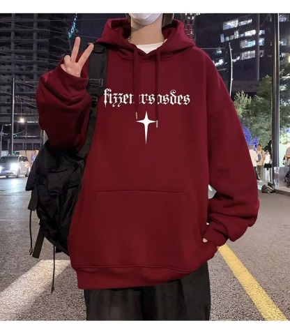 美式復古高街潮牌痞帥寬鬆休閒印花連帽T