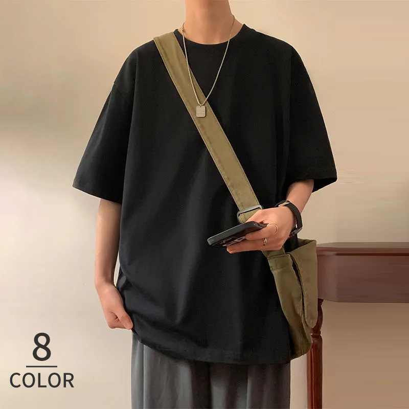 重磅新款ins潮純棉寬鬆純色五分袖短袖t恤