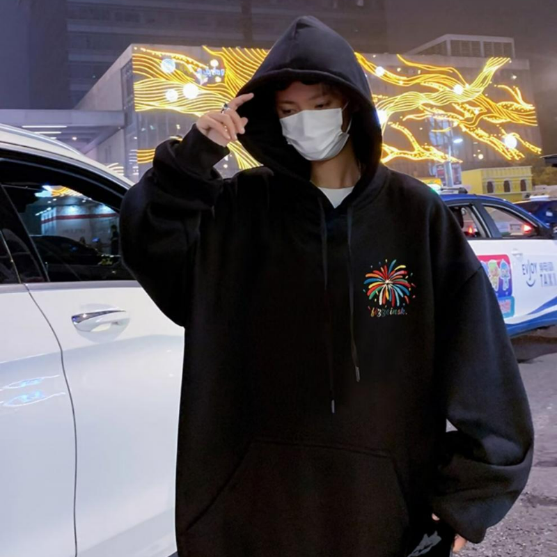 重磅刷毛加厚時尚港風寬鬆美式潮牌連帽T