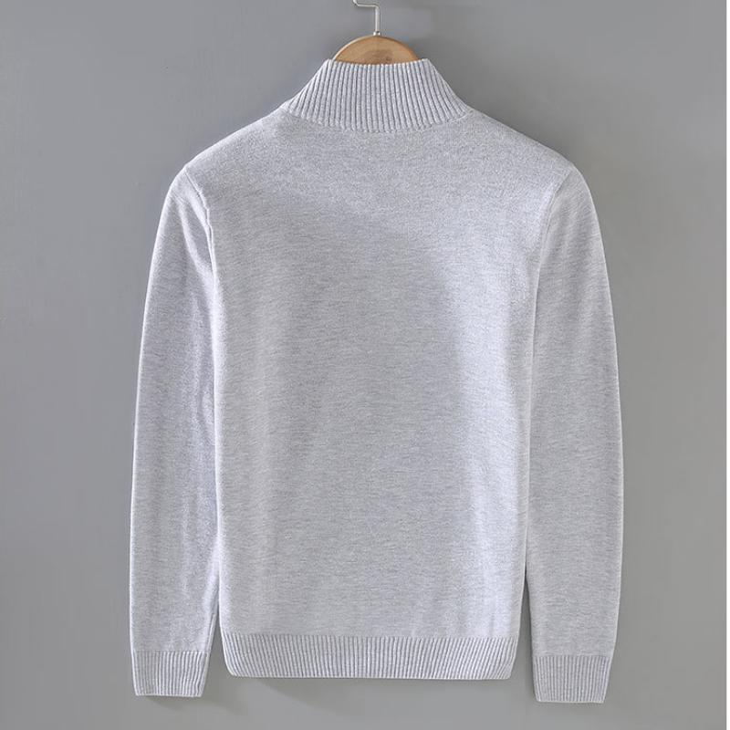 大碼拉鍊半高領韓版休閒長袖針織毛衣