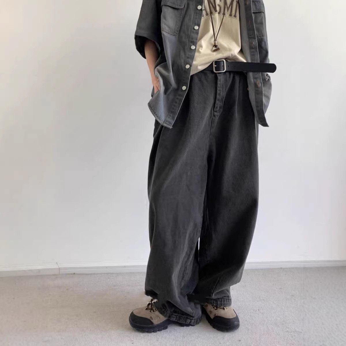 【單件/套裝】日系圓領條紋T恤+休閒褲兩件套裝