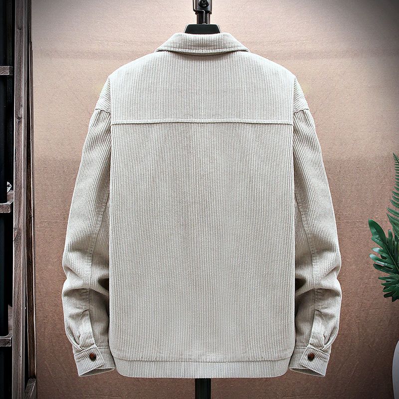 韓版潮流燈芯絨工裝polo領夾克