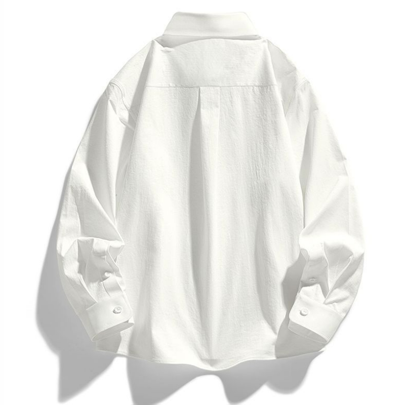 闊版寬鬆水洗挺括薄款工裝口袋款純棉襯衫