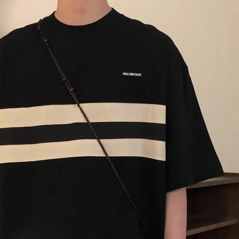 重磅棉高街復古小眾情侶寬鬆字母短袖T恤