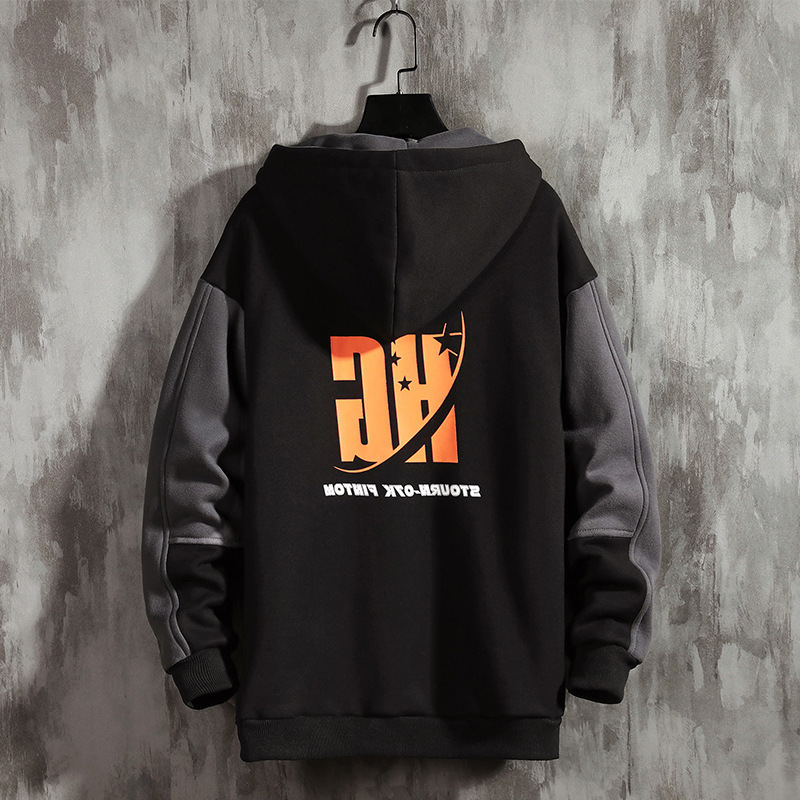 加絨加厚寬鬆潮流ins情侶百搭連帽T恤