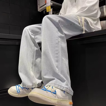 美式vibe風百搭ins高街寬鬆直筒闊腿牛仔褲