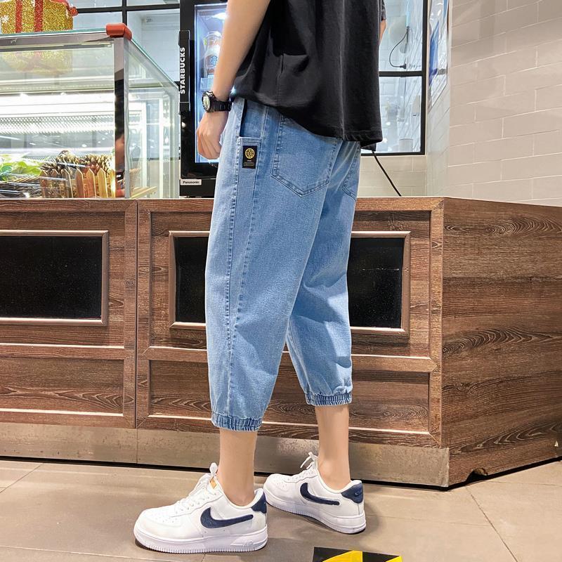 薄款韓版潮流寬鬆直筒休閒七分牛仔褲