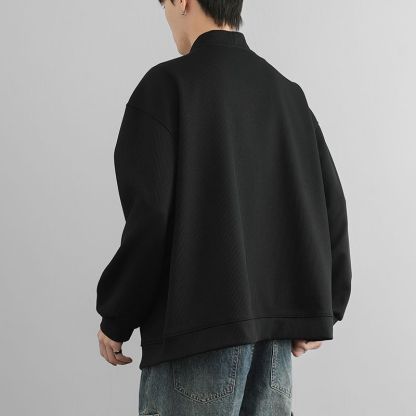 潮流素色簡約寬鬆休閒V領開衫外套