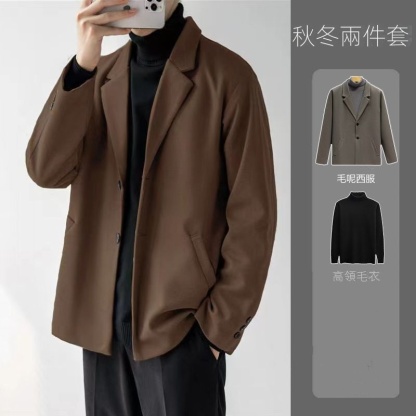 【單件/套裝】毛呢西裝外套高級感輕熟風加厚韓版休閒西服套裝