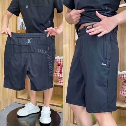【整套】冰絲短袖五分短褲彈力網眼拼接休閒兩件套裝