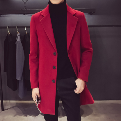 毛呢大衣韓版修身中長版風衣呢子外套