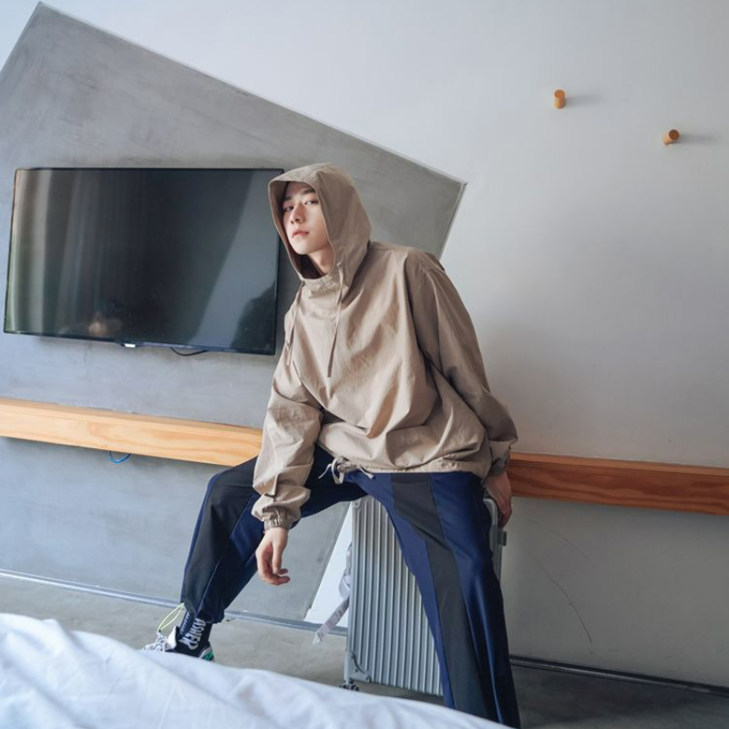 薄款素色抽繩潮流日系寬鬆休閒連帽T