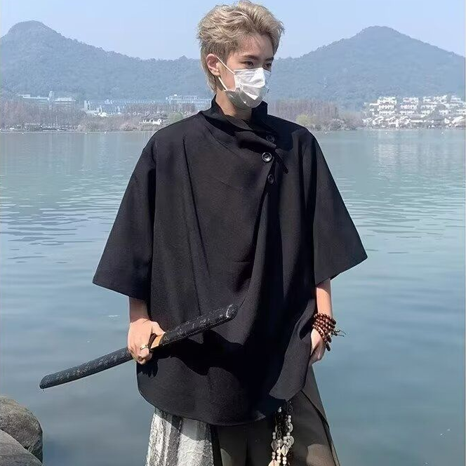 美式寬鬆百搭小眾帥氣設計感假兩件短袖T恤