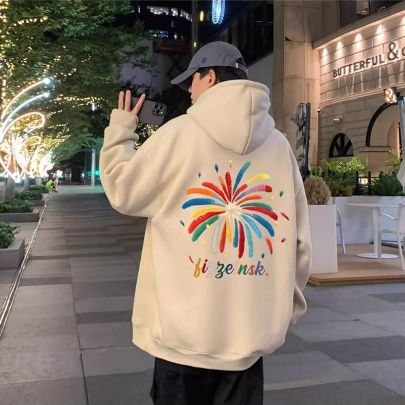 重磅刷毛加厚時尚港風寬鬆美式潮牌連帽T