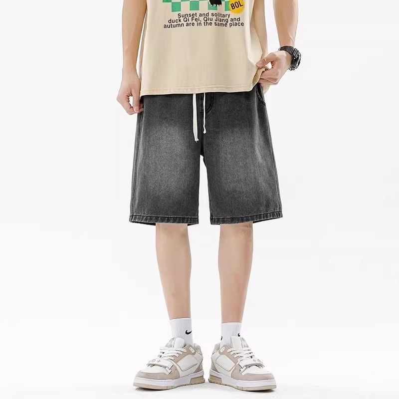 漸變直筒牛仔褲寬鬆休閒五分褲