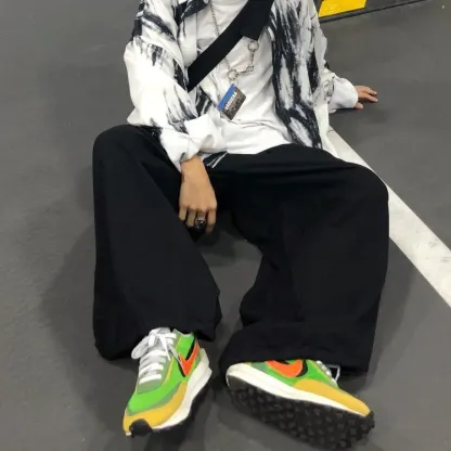 韓國ulzzang復古街頭日系工裝寬鬆闊腿燈籠褲