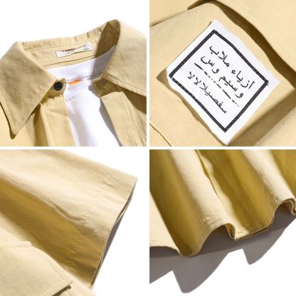 日系工裝短袖復古潮牌港風短袖襯衫