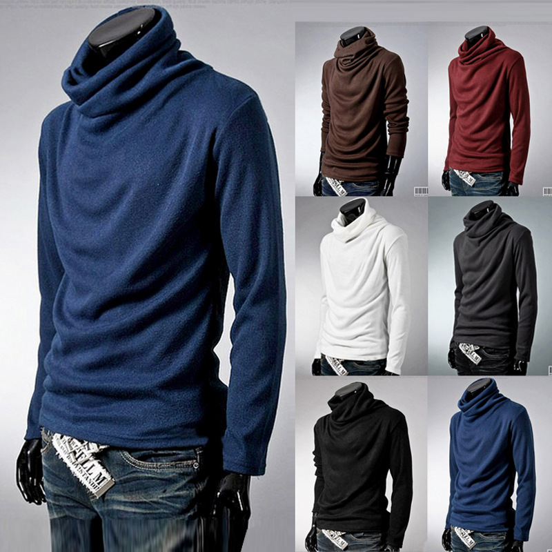 多色高領修身堆堆領長袖韓版打底衫T恤