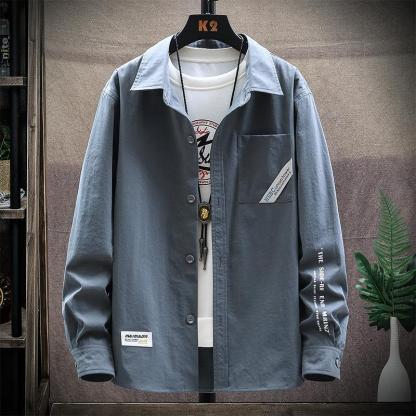 @潮流長袖高級感百搭日系工裝襯衫