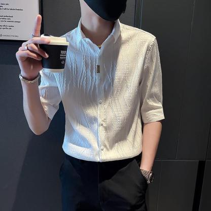 【單件/套裝】痞帥高級感冰絲短袖襯衫+百搭休閑西褲兩件套