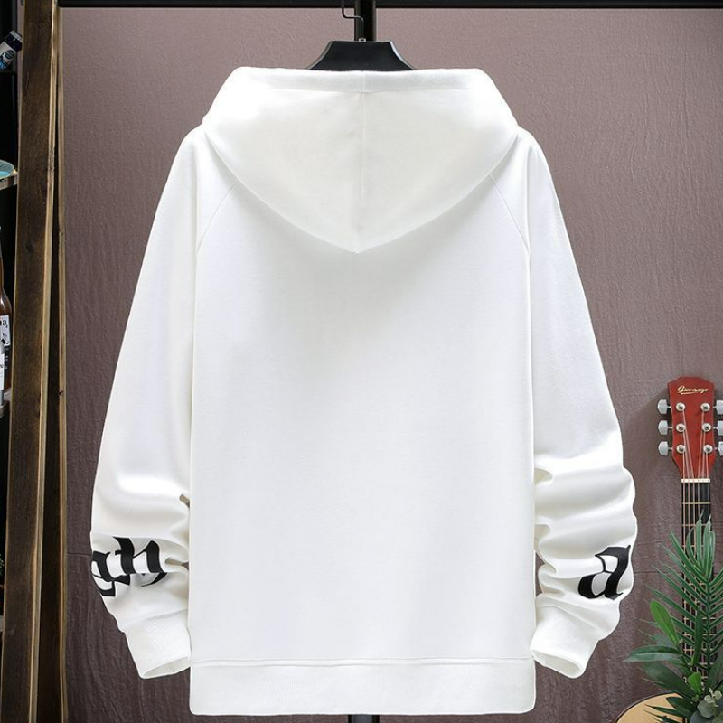 韓版印花寬鬆長袖潮流百搭加絨連帽T恤