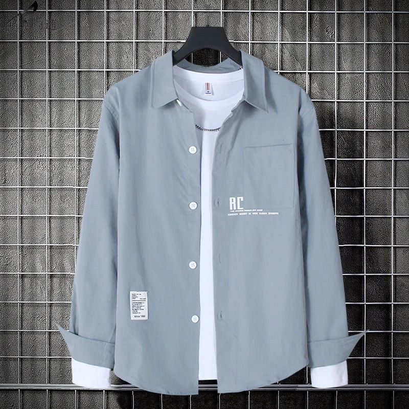 【套裝】休閒韓版潮流襯衫+百搭T恤+牛仔褲裝三件套套裝