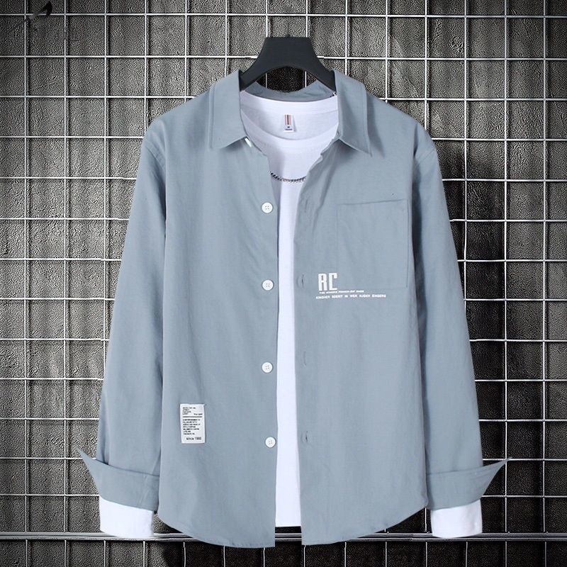 【套裝】休閒韓版潮流襯衫+百搭T恤+牛仔褲裝三件套套裝