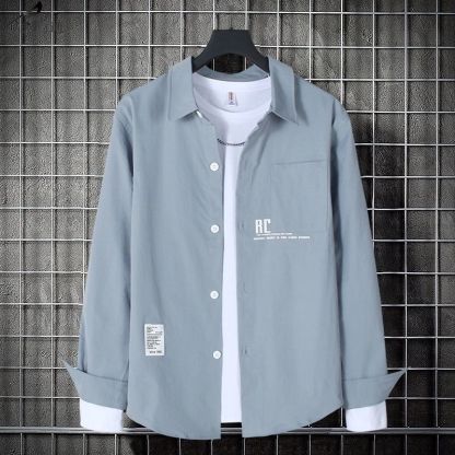 【套裝】休閒韓版潮流襯衫+百搭T恤+牛仔褲裝三件套套裝