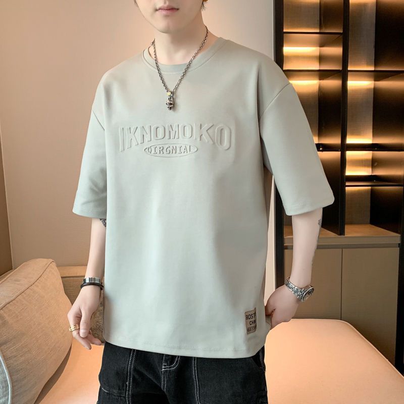 韓版冰絲透氣潮流寬鬆鋼印短袖T恤