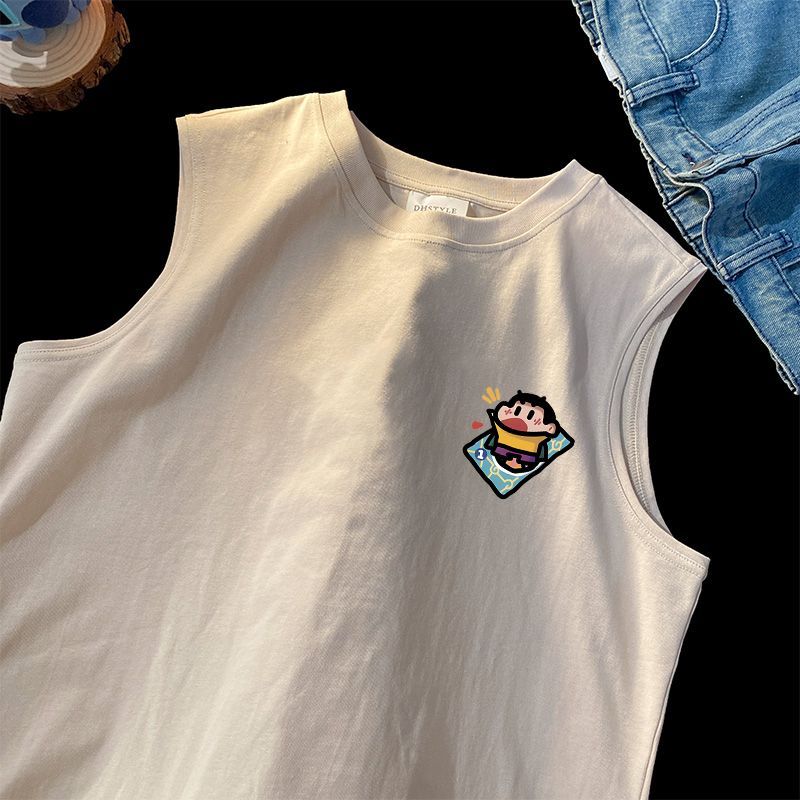 日系休閒寬鬆小新動漫小眾無袖T恤