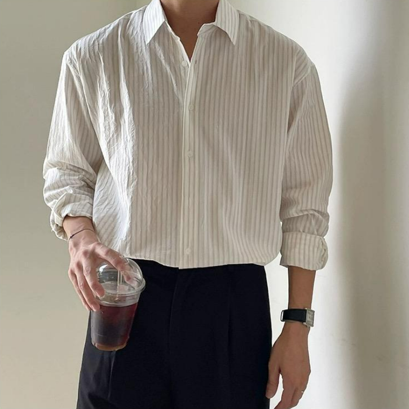 【單件/套裝】高級感小眾痞帥條紋休閑襯衫+百搭西褲兩件套裝