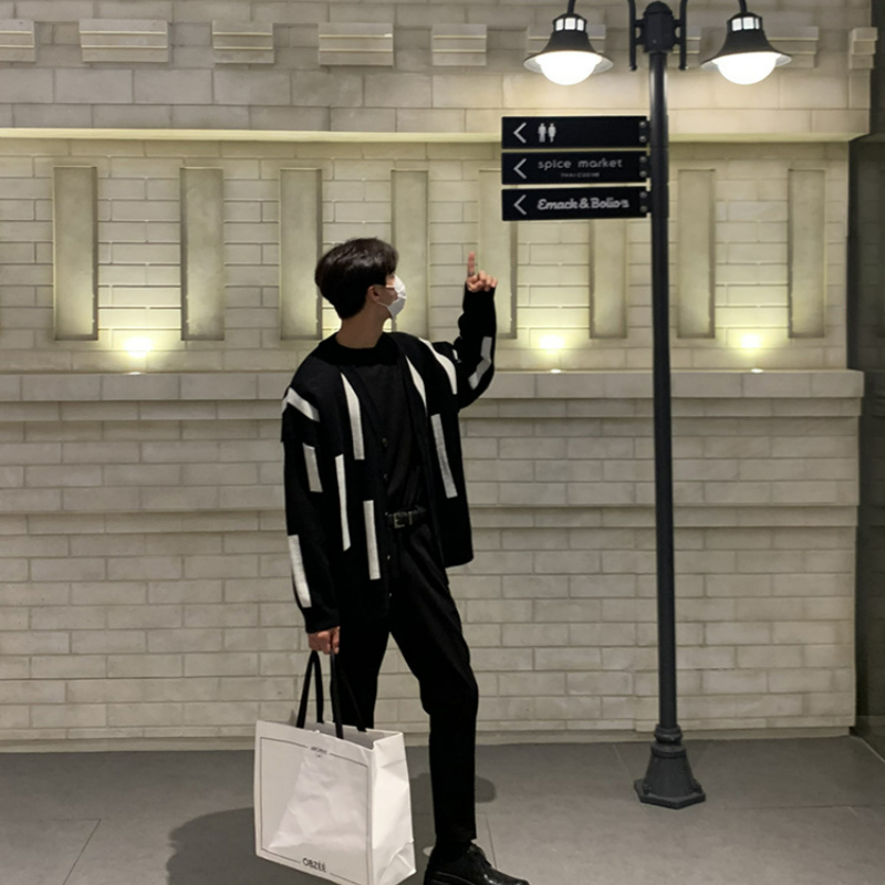 寬鬆慵懶風潮流個性休閒V領針織開衫