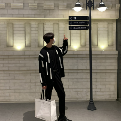 寬鬆慵懶風潮流個性休閒V領針織開衫