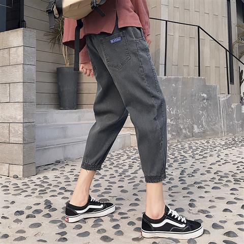 薄款韓版潮流寬鬆直筒休閒七分牛仔褲
