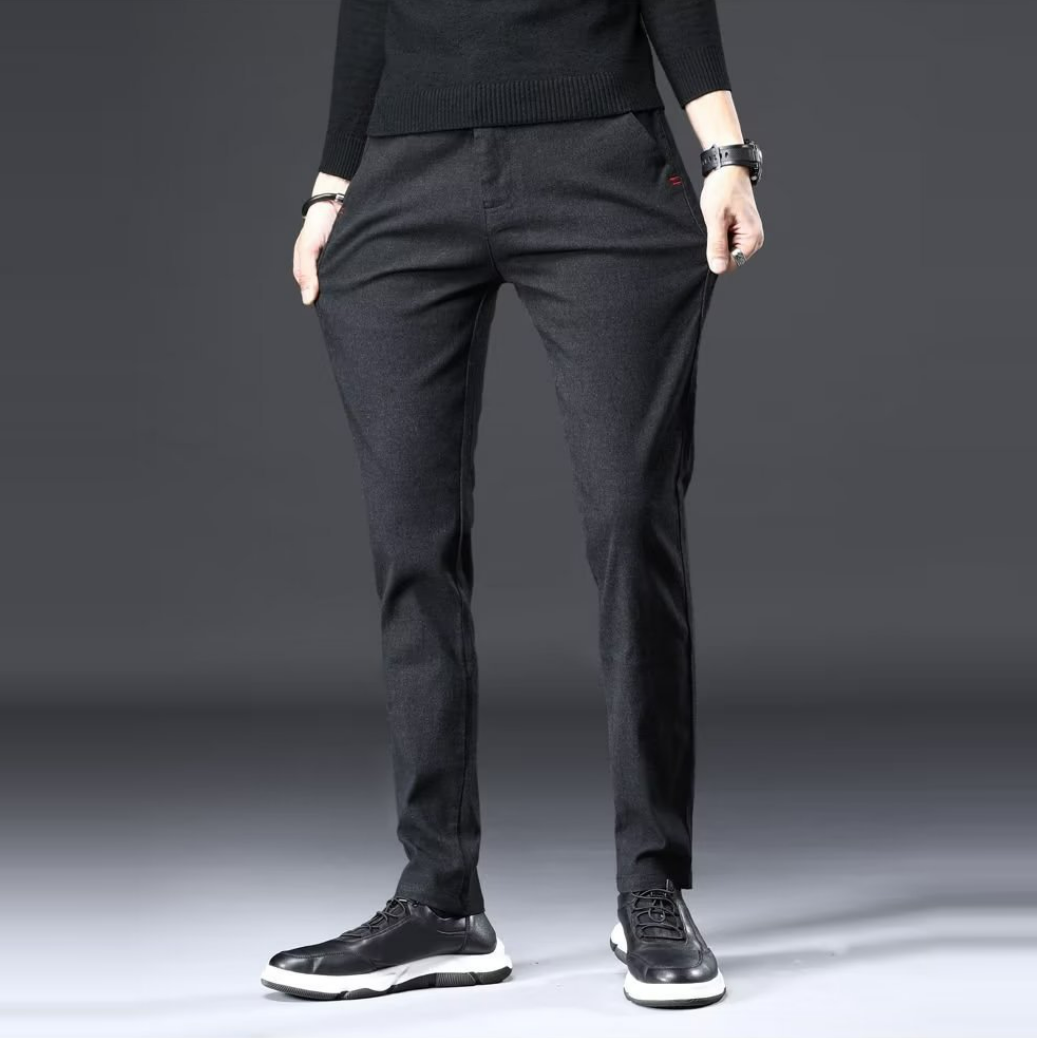 高檔商務直筒修身彈力磨毛呢潮流休閒褲