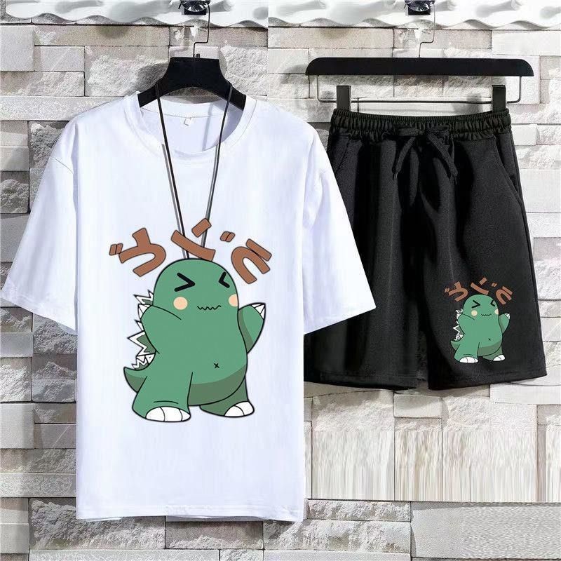 【整套】小恐龍韓版休閒短袖T恤運動短褲套裝